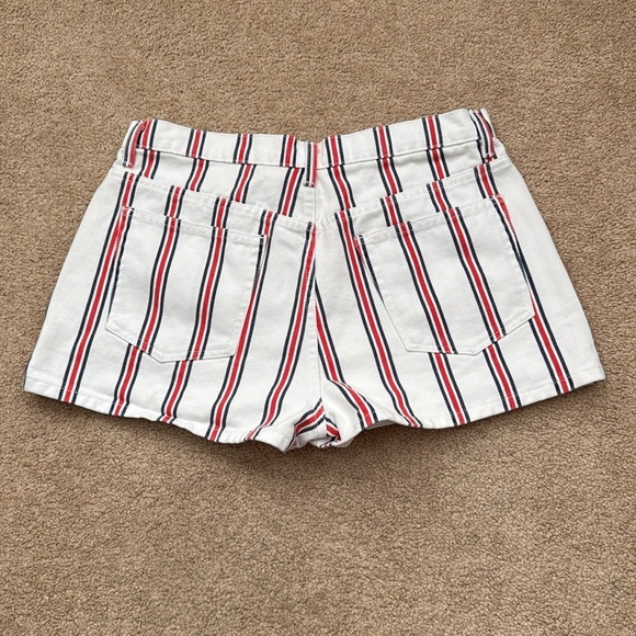 Reformation Charlie High Rise Grenada Red White & Blue Striped Denim Shorts 31 - Picture 4 of 10